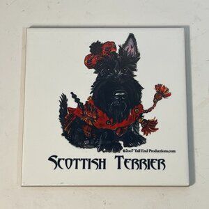 Scottish Terrier Dog Tile Coaster 2007 Tail End Productions Ceramic Glazed 4"